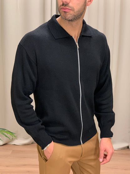 Maglia in Lana con Zip SIlver col. Nero