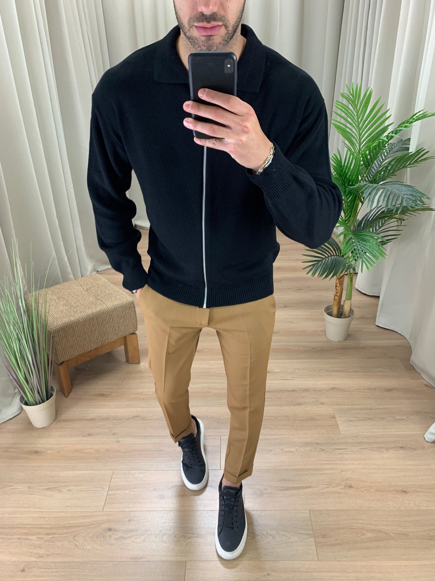 Maglia in Lana con Zip SIlver col. Nero