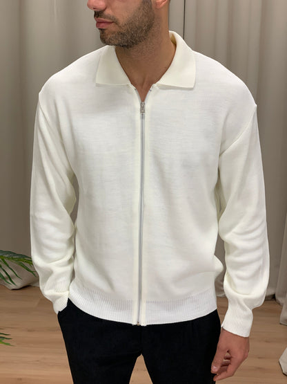 Maglia in Lana con Zip Silver col. Panna