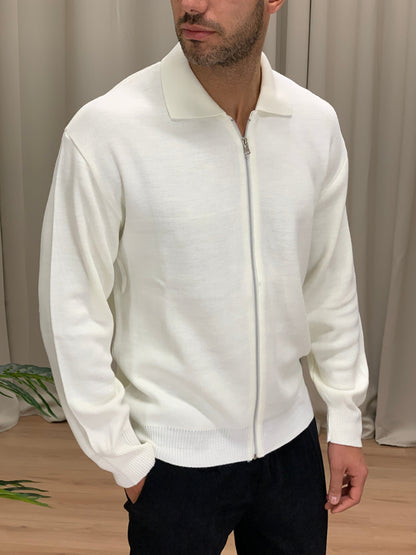 Maglia in Lana con Zip Silver col. Panna