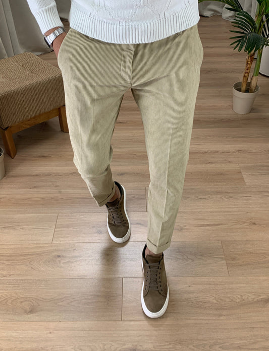Pantalone Frost in velluto a costine col. Beige