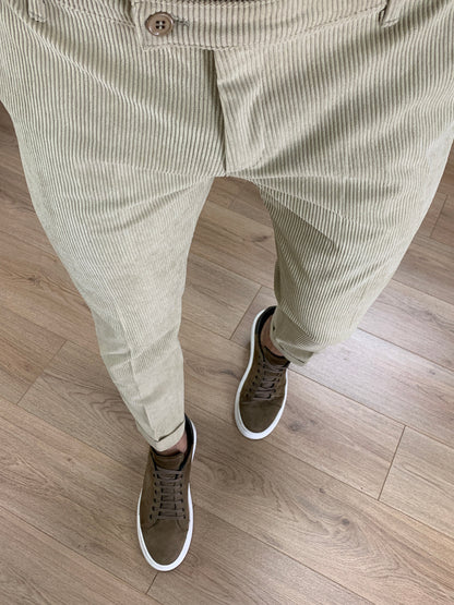 Pantalone Frost in velluto a costine col. Beige