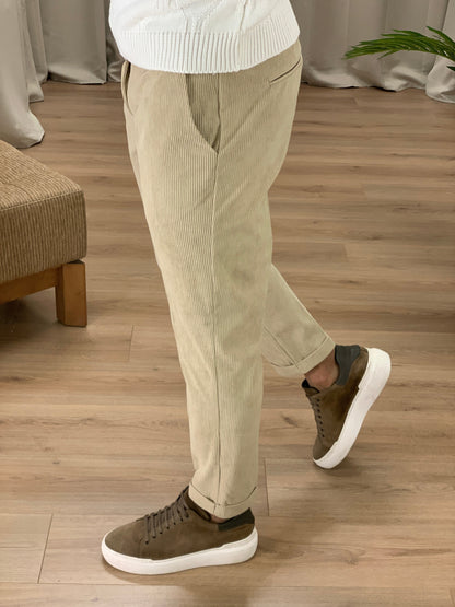 Pantalone Frost in velluto a costine col. Beige