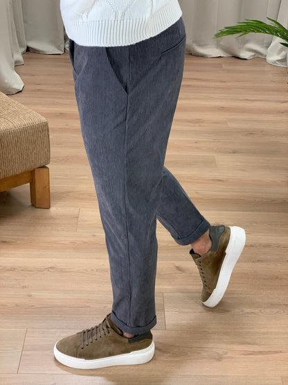 Pantalone Frost in velluto a costine col. Antracite