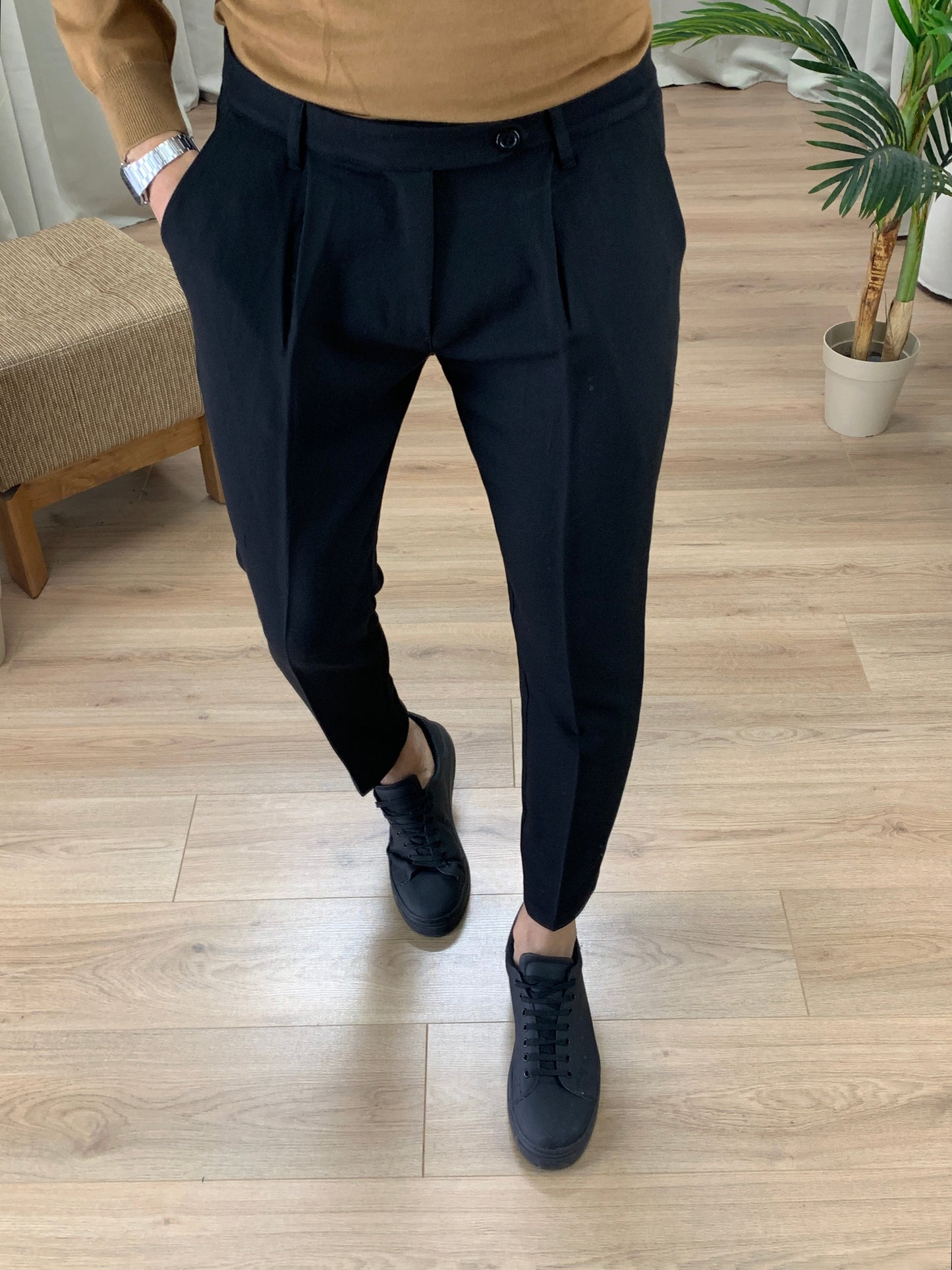 Pantalone Milano con pinces col. Nero