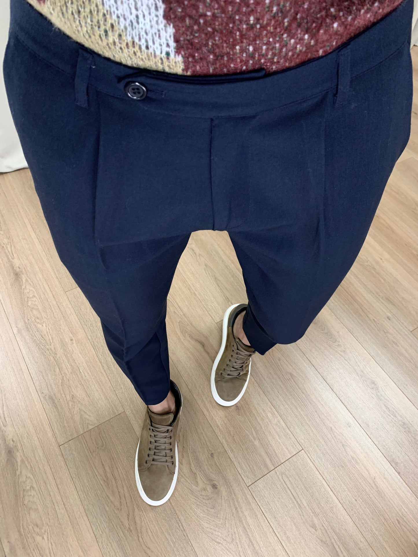 Pantalone Milano con pinces col. Blu Notte