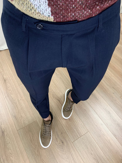 Pantalone Milano con pinces col. Blu Notte