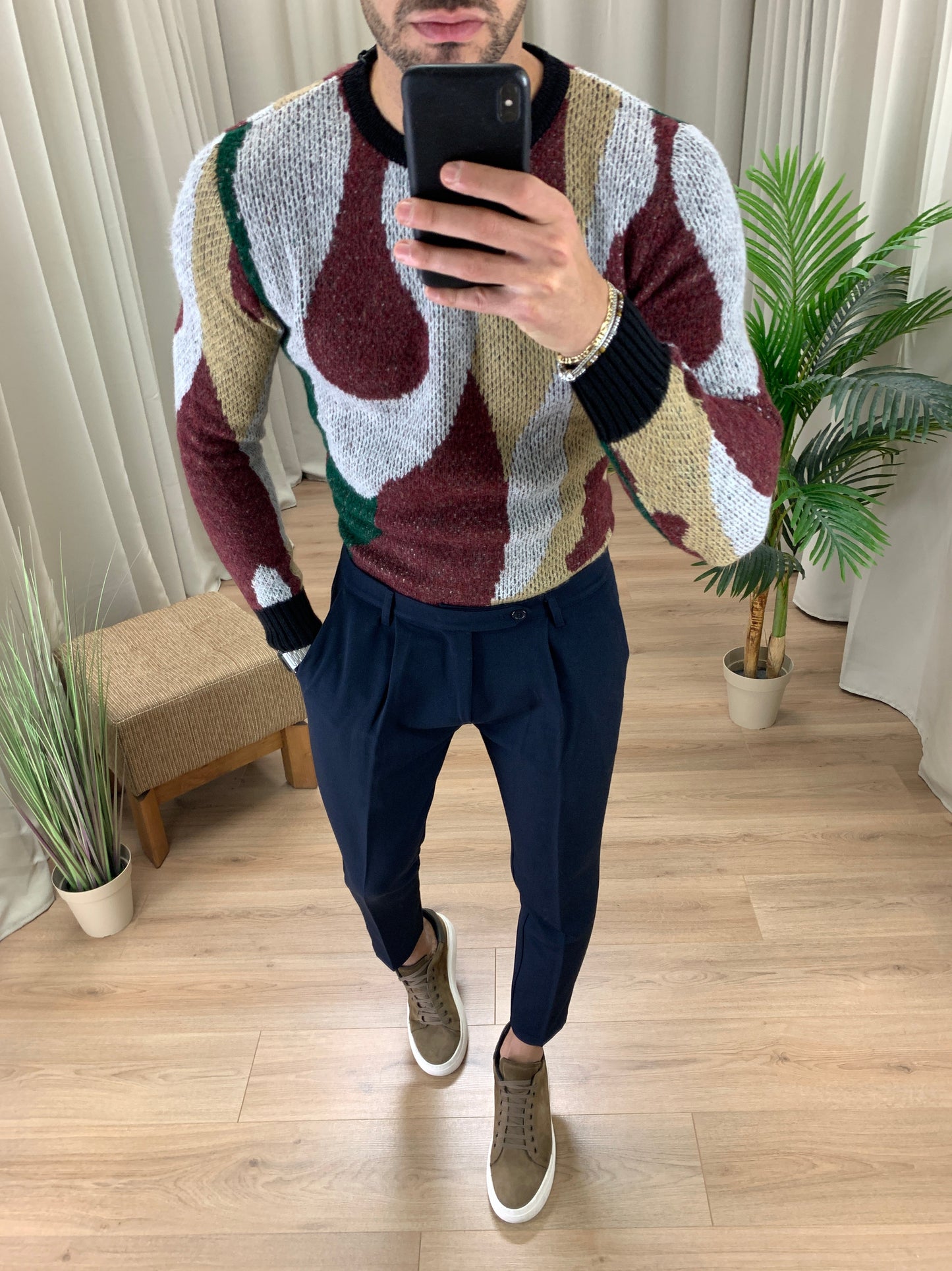 Pantalone Milano con pinces col. Blu Notte