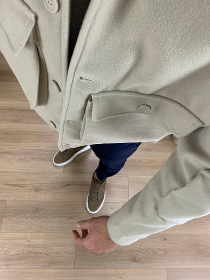 Giacca camicia Artik con Taschini misto Lana col. Beige