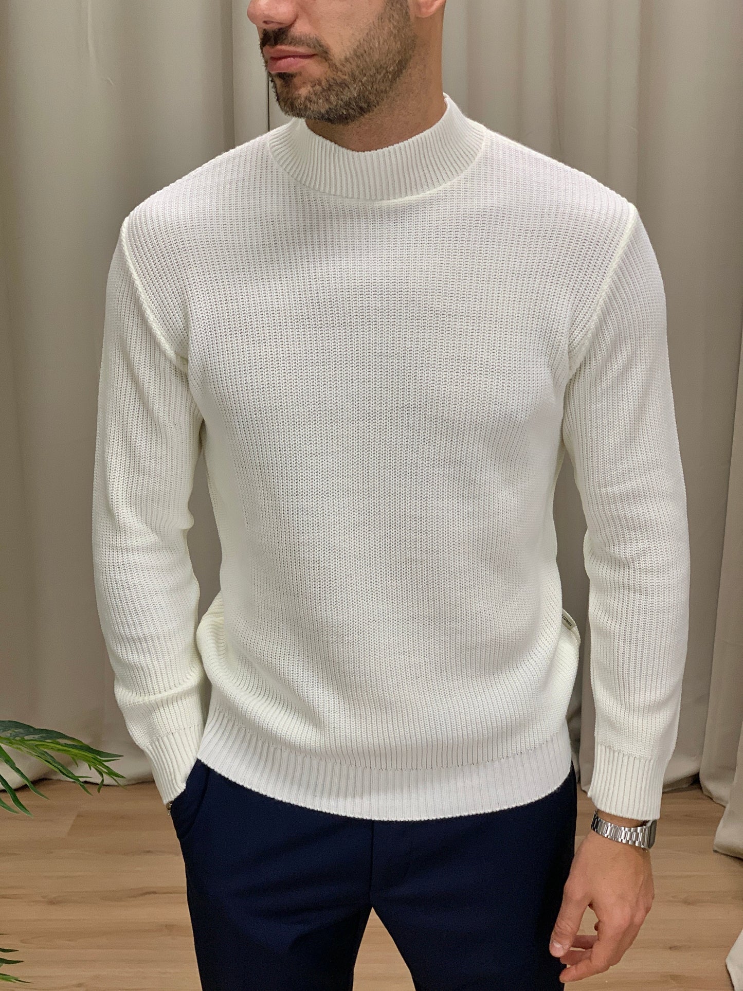 Maglioncino Nadin Trama Basic collo lupetto col. Panna