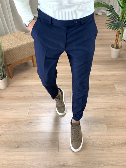 Pantalone Firenze con Risvolto sul Fondo col. Blu Notte