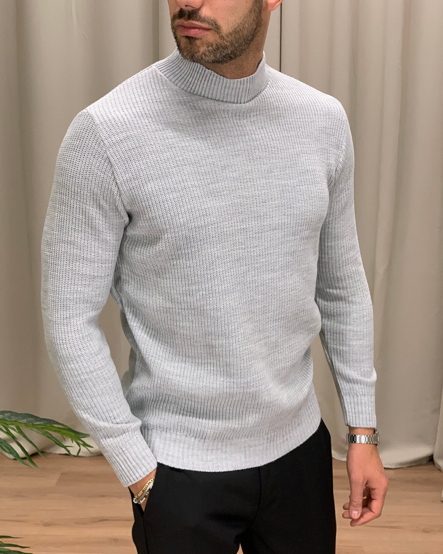 Maglioncino Nadin Trama Basic collo lupetto col. Grigio