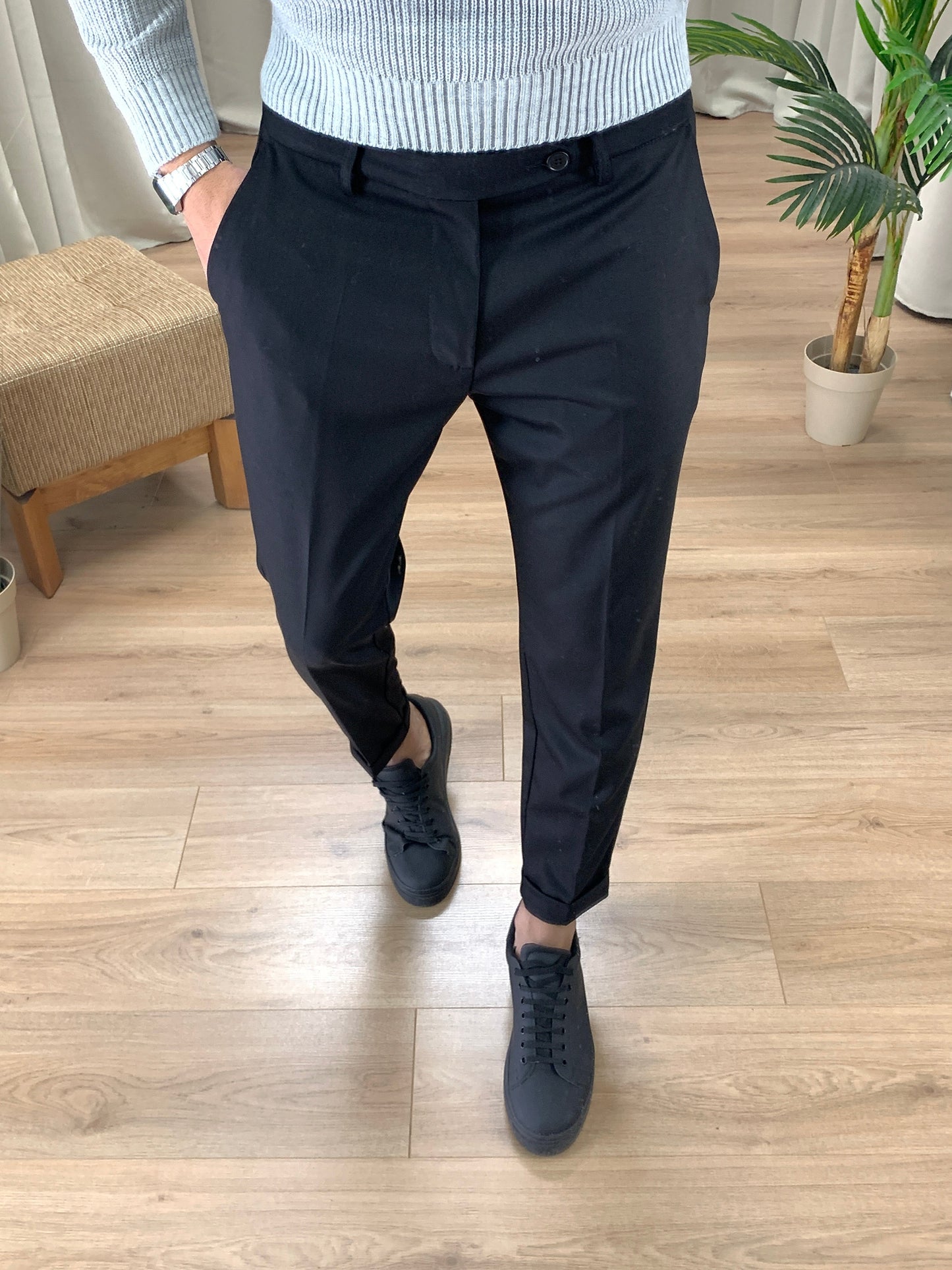 Pantalone Firenze con Risvolto sul Fondo col. Nero