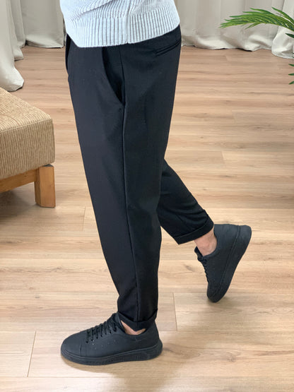 Pantalone Firenze con Risvolto sul Fondo col. Nero