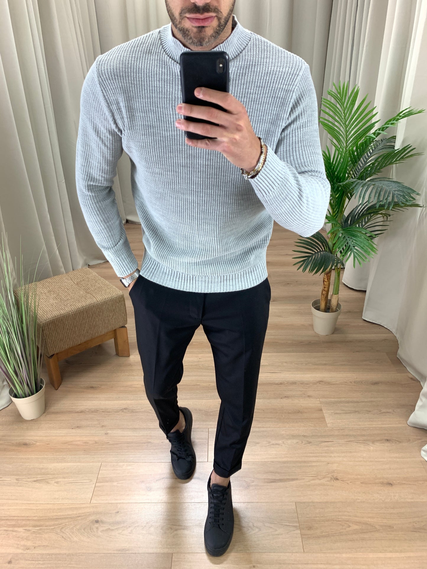 Maglioncino Nadin Trama Basic collo lupetto col. Grigio