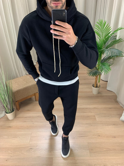 Completo New York Basic con cappuccio col. Nero