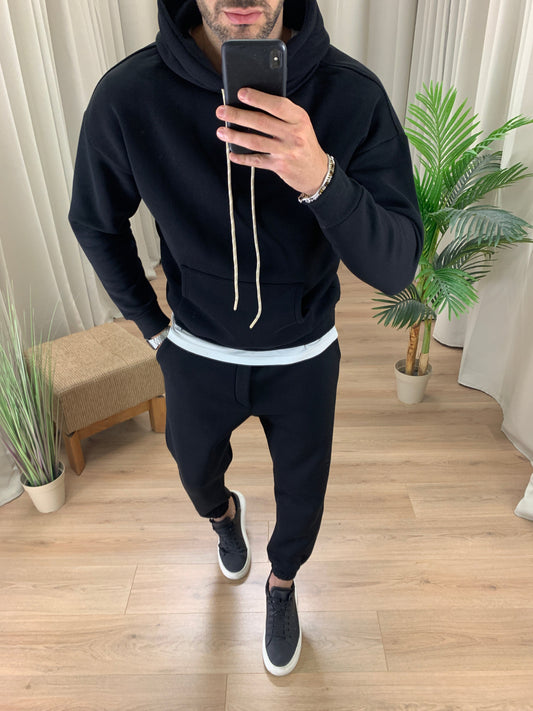 Completo New York Basic con cappuccio col. Nero