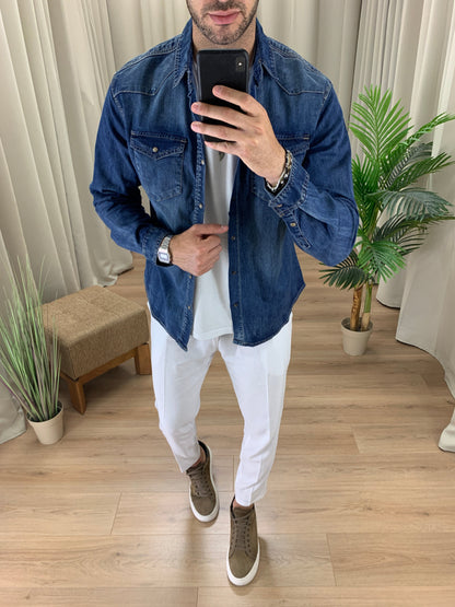Camicia di Jeans Cayenne con Taschini col. Denim