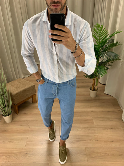 Camicia Ventura in Lino col. Celeste