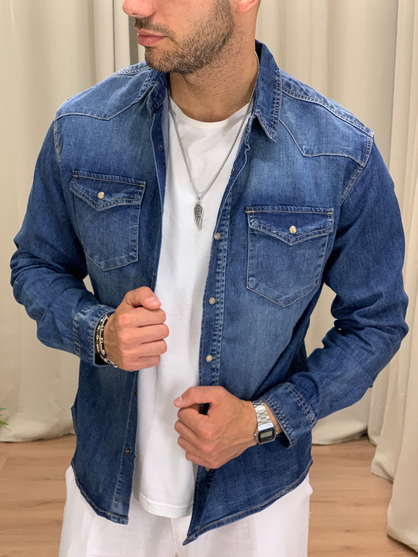 Camicia di Jeans Cayenne con Taschini col. Denim