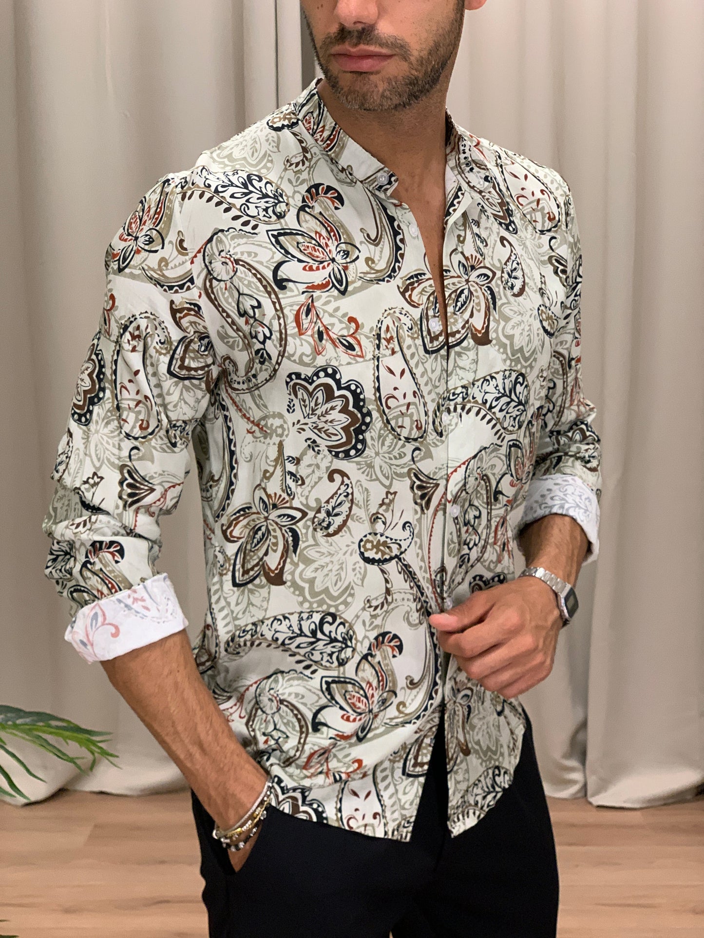 Camicia Wook Fantasia in Viscosa col. Beige