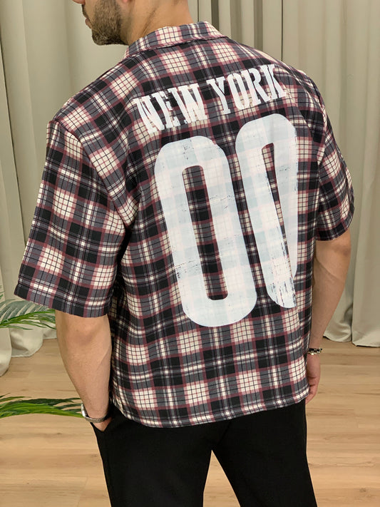 Camicia New York 00 con fantasia a quadri col. Beige