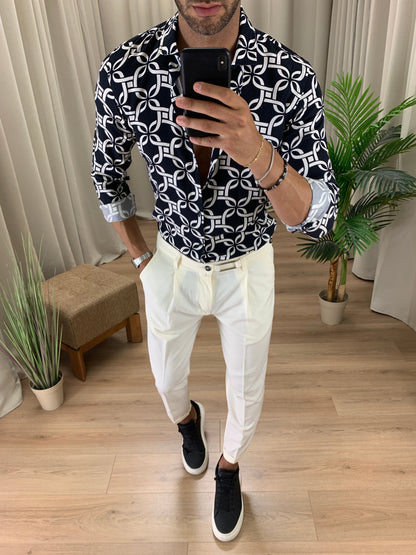 Camicia Massette con Fantasia col. Nero