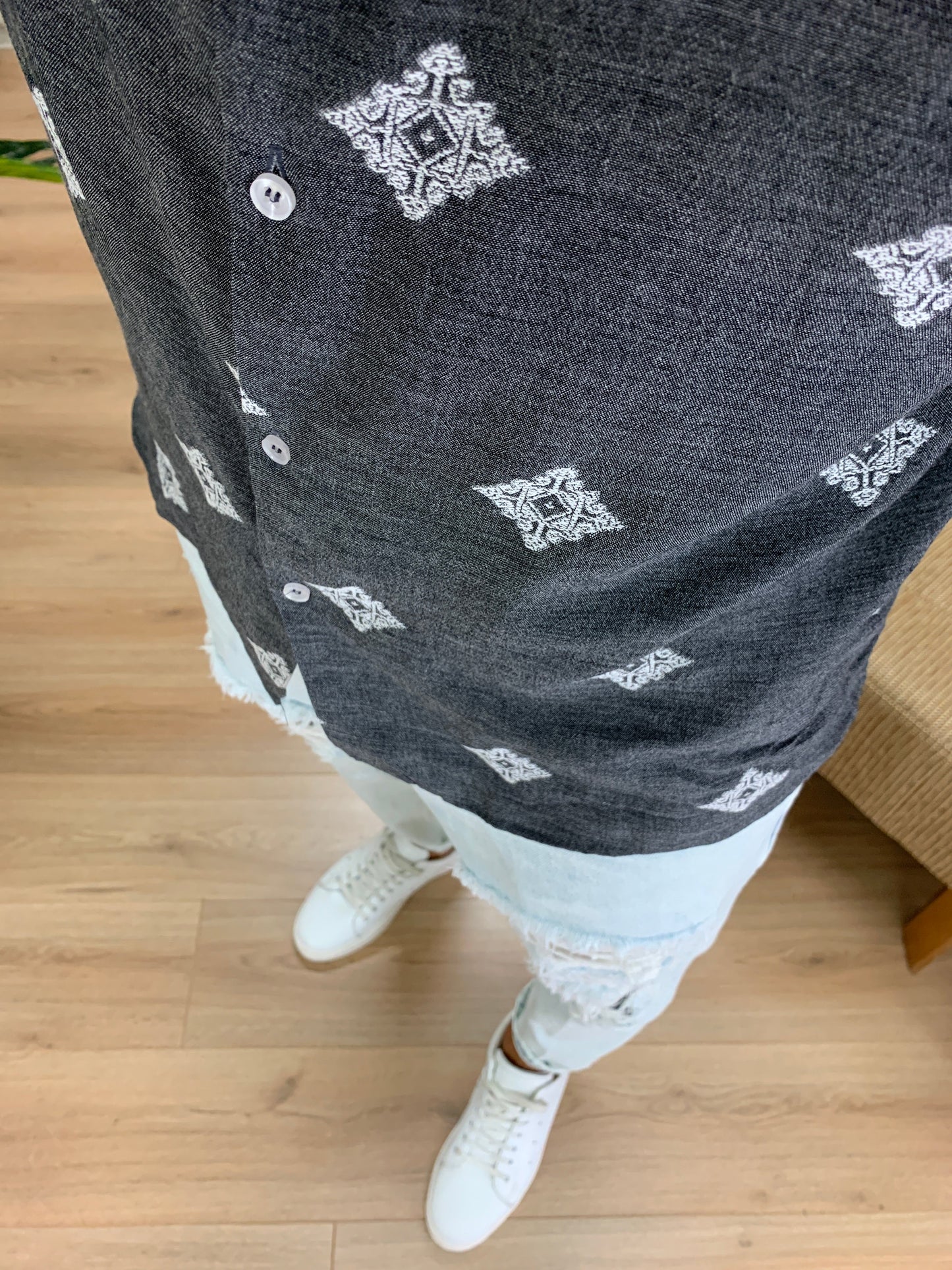 Camicia Ermez con Fantasia col. Antracite