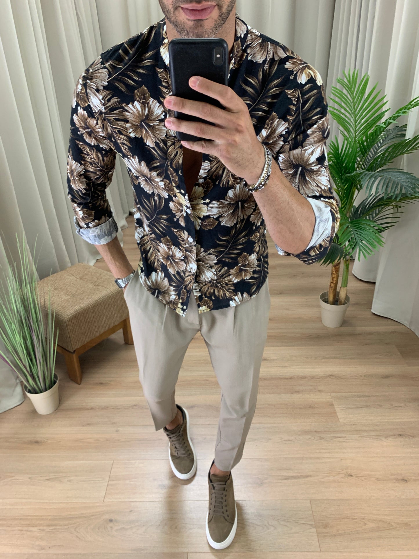 Camicia in Puro Lino Shada Party col. Nero