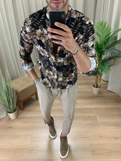 Camicia in Puro Lino Shada Party col. Nero