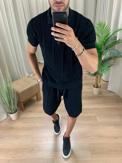 Completo 2511  Polo in Maglia + Bermuda col. Nero