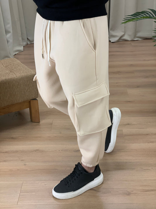 Pantalone Cargo Luiz in Caldo Cotone col. Beige