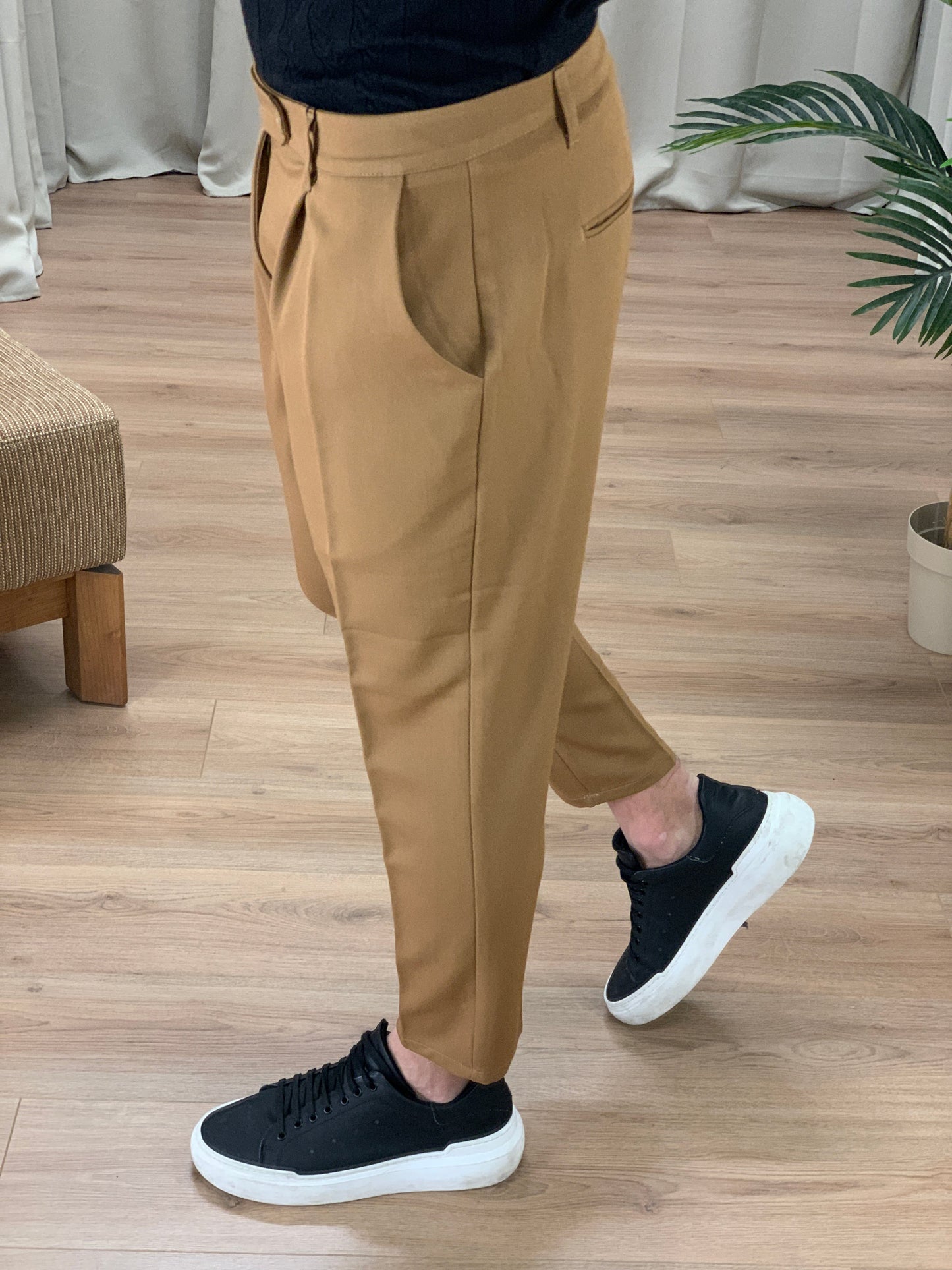 Pantalone Milano con pinces col. Cammello