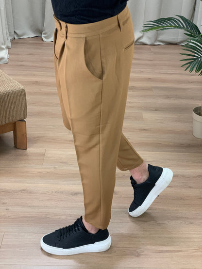 Pantalone Milano con pinces col. Cammello