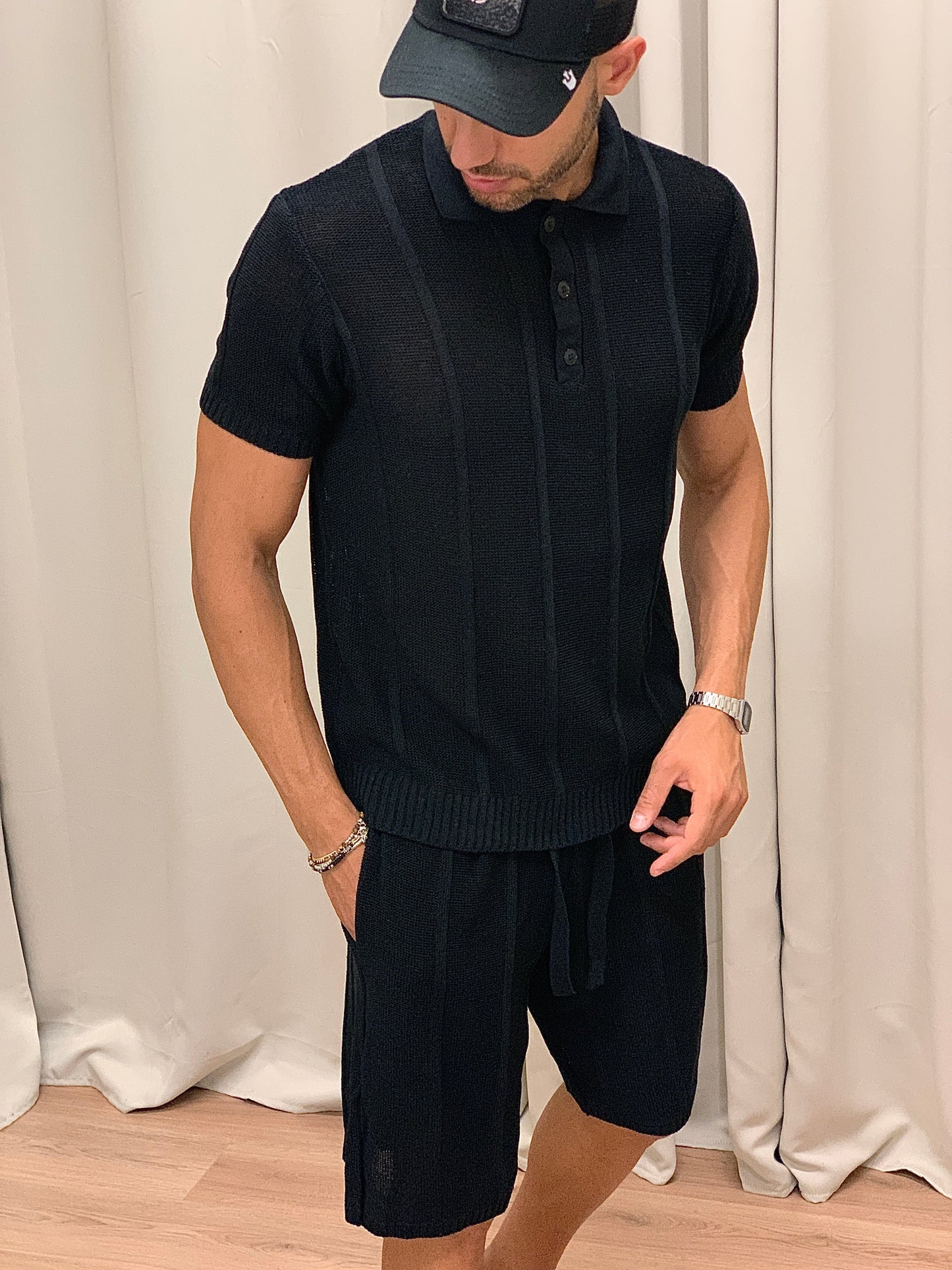 Completo 2511  Polo in Maglia + Bermuda col. Nero