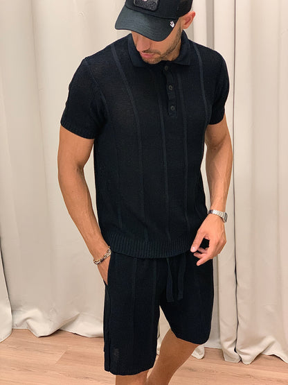 Completo 2511  Polo in Maglia + Bermuda col. Nero
