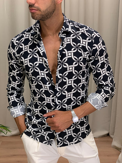 Camicia Massette con Fantasia col. Nero