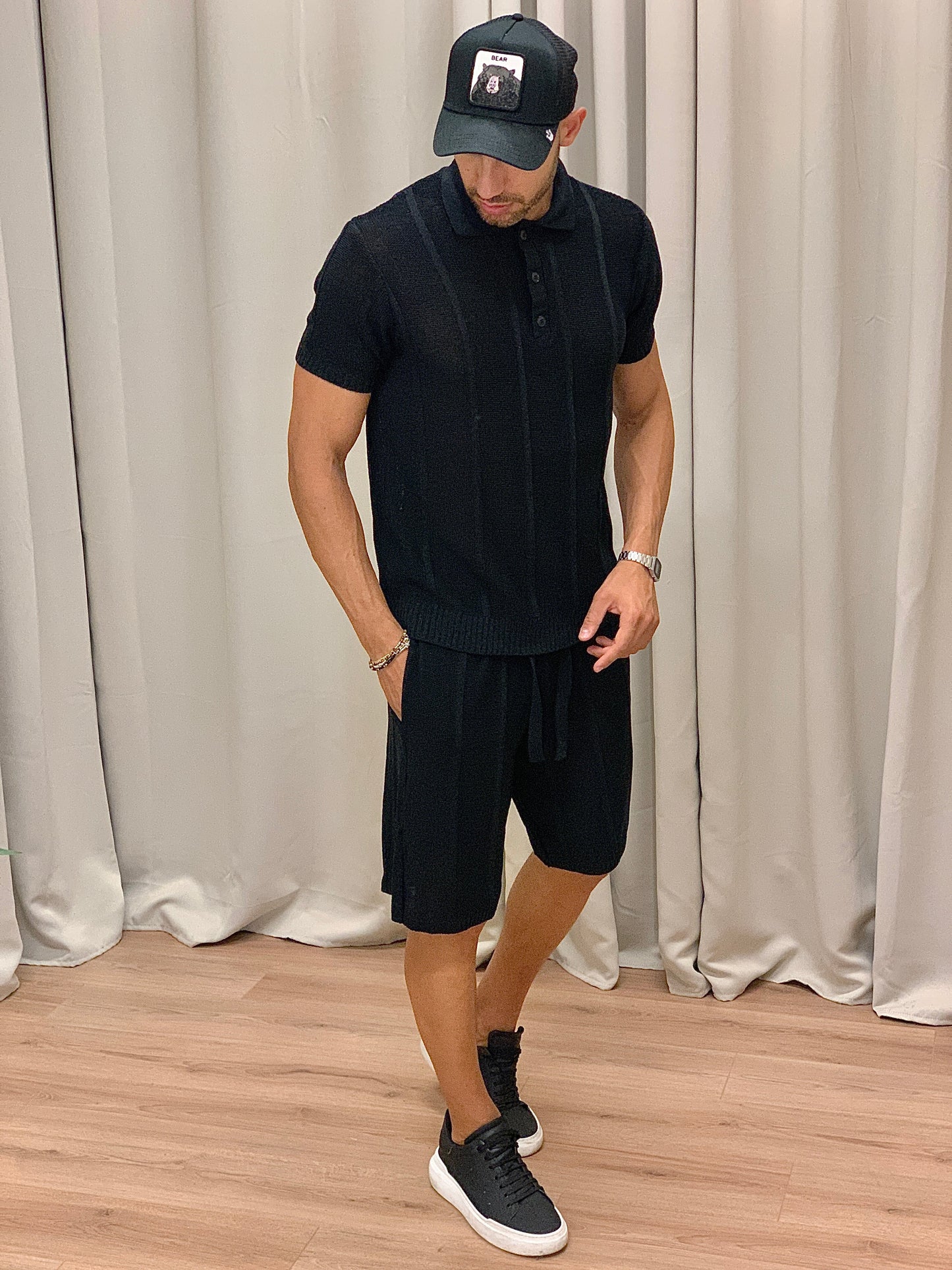 Completo 2511  Polo in Maglia + Bermuda col. Nero