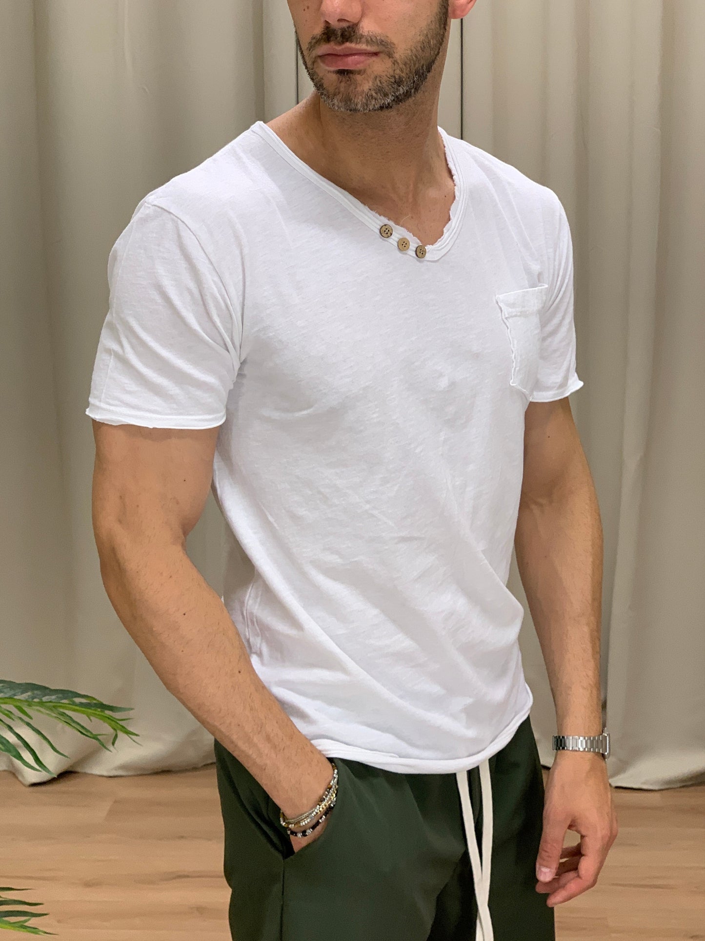 T-shirt Victory in Cotone con Taschino col. Bianco