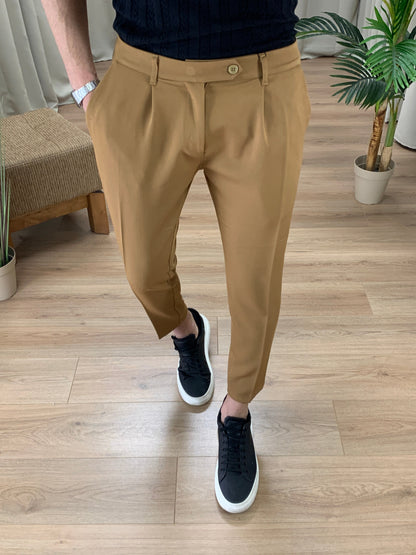 Pantalone Milano con pinces col. Cammello