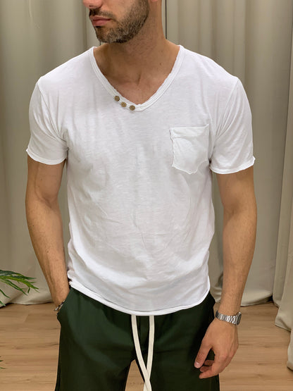 T-shirt Victory in Cotone con Taschino col. Bianco