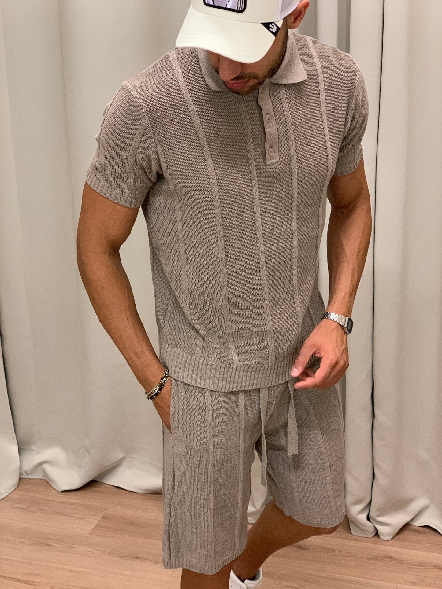 Completo 2511  Polo in Maglia + Bermuda col. Beige