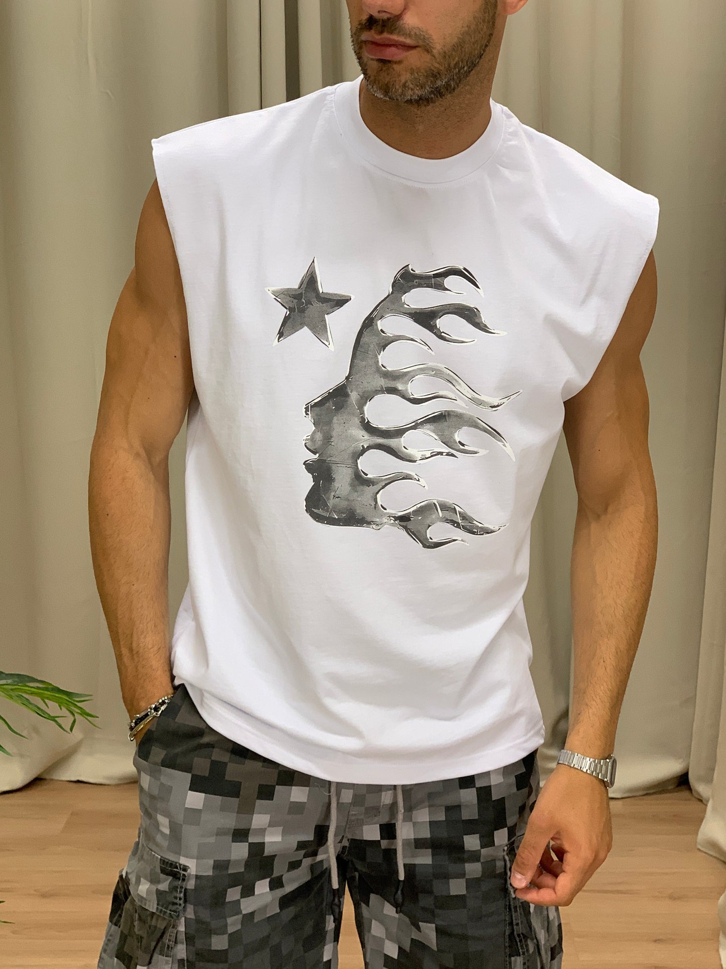 Canotta Komen con Fantasia Over Fit col. Bianco