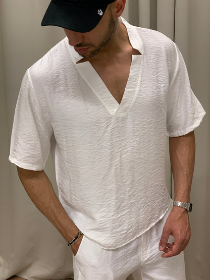 Completo Juan Bermuda + T-shirt scollo Kimono col. Bianco