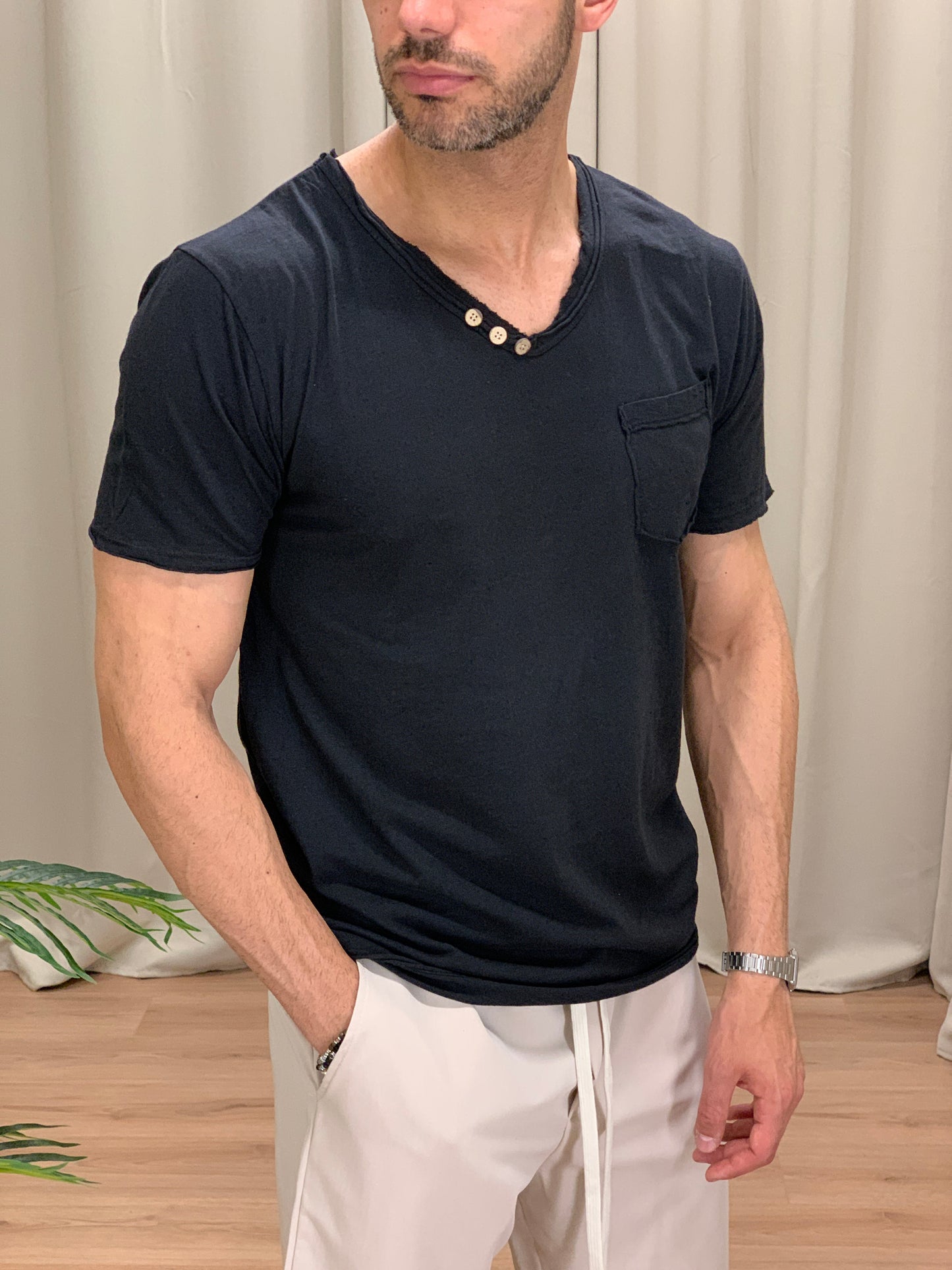 T-shirt Victory in Cotone con Taschino col. Nero