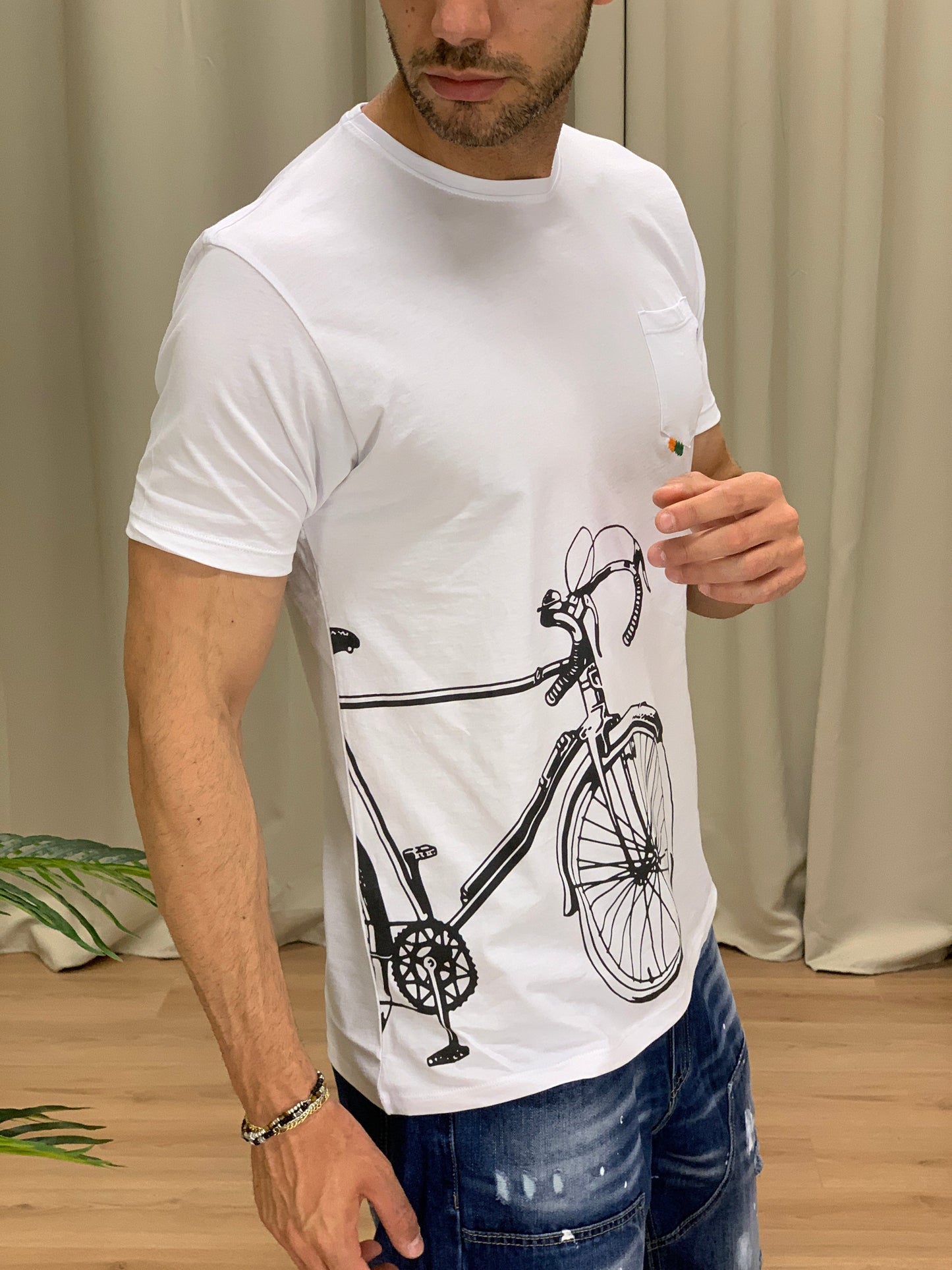 T-shirt Master Bike Over Fit col. Bianco