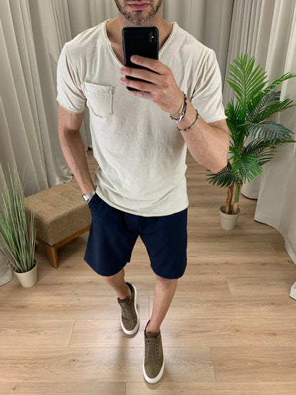 T-shirt Victory in Cotone con Taschino col. Beige