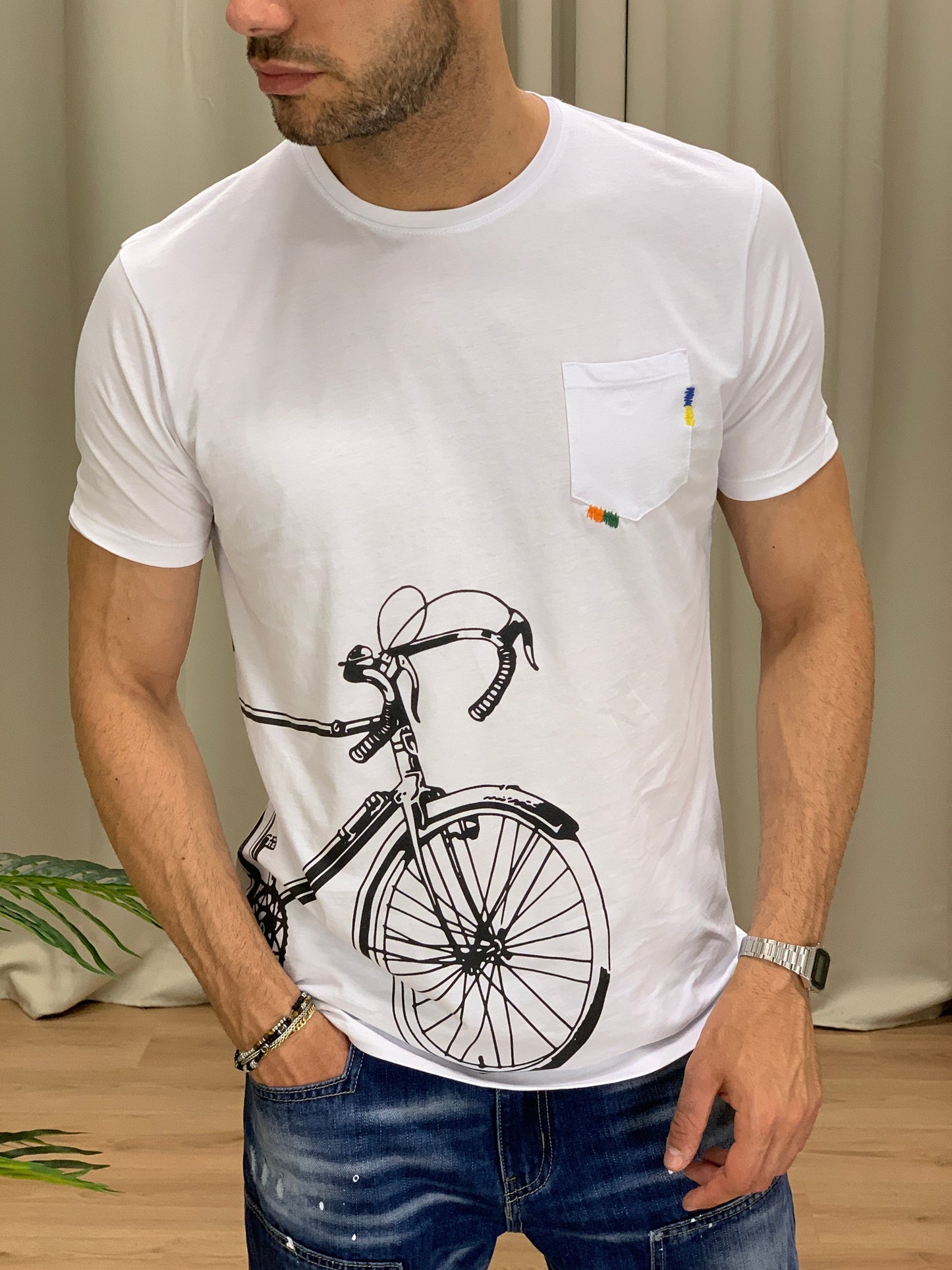 T-shirt Master Bike Over Fit col. Bianco