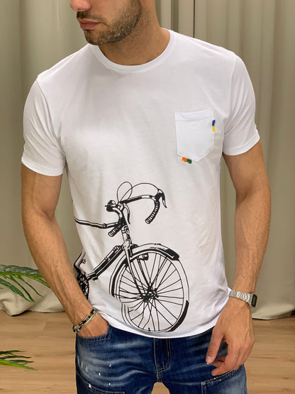 T-shirt Master Bike Over Fit col. Bianco