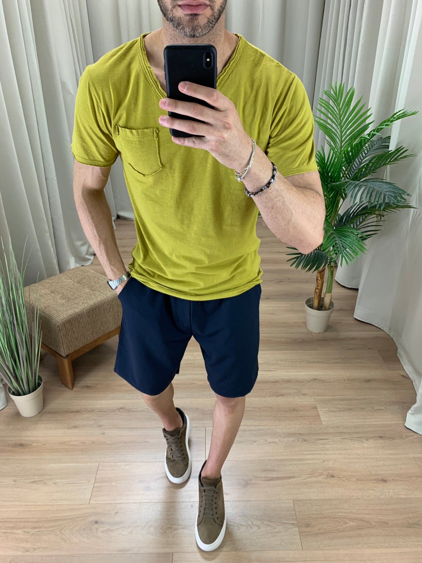 T-shirt Victory in Cotone con Taschino col. Senape